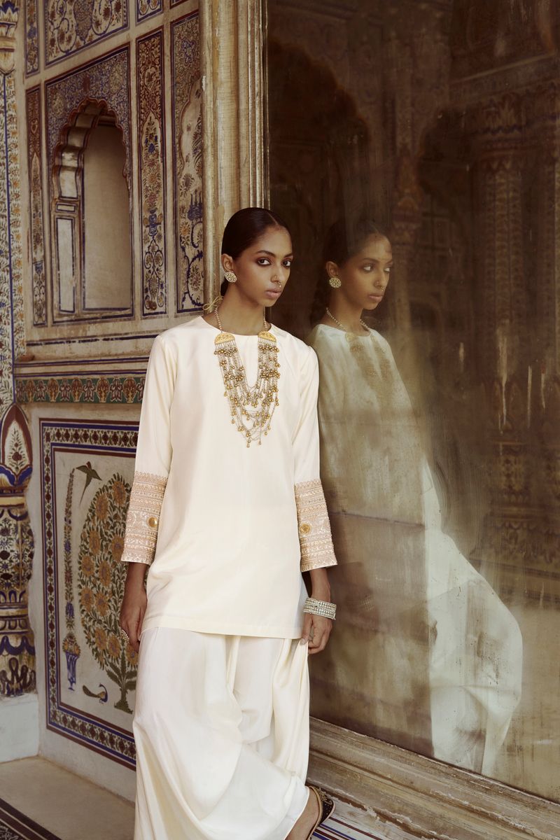 Ivory Hand Dhoti Set
