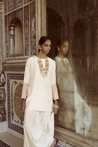Ivory Hand Dhoti Set