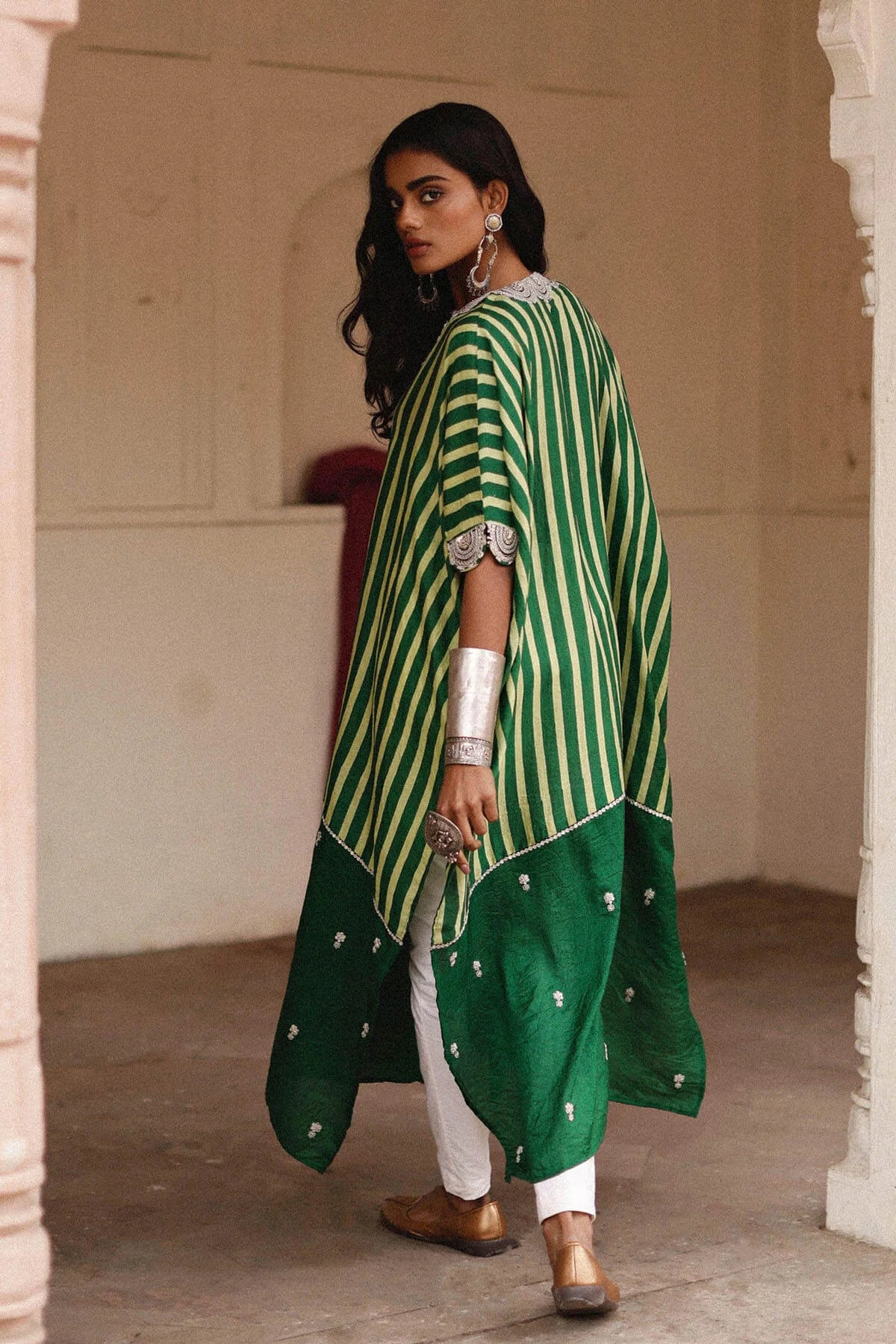 Parcha Green Kaftan Set