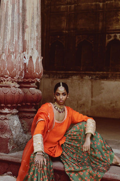 Kesariya Hand Sharara Set